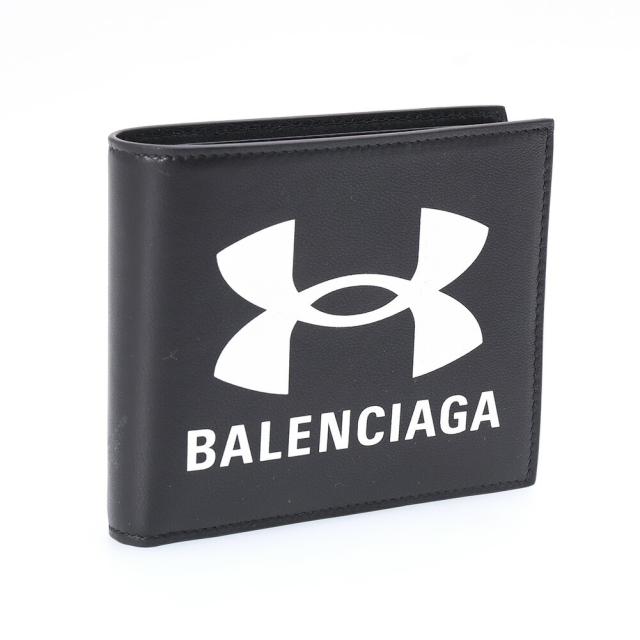 【12月SALE＆クーポン5%OFF】バレンシアガ×アンダーアーマー／BALENCIAGA*Under Armour? Wネームロゴ入り・2つ折り小財布・札入れ(ブラック) 817717 2ABLN 1000／BLACK[返品無料]