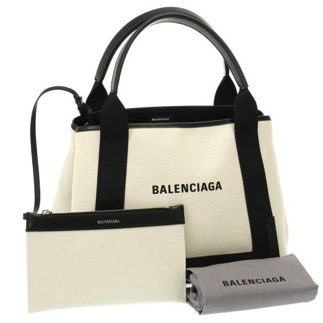 バレンシアガ BALENCIAGA NAVY CABAS S ロゴ入り ポーチ付き コットンキャンバス トートバッグ ハンドバッグ 339933 2HH3N 9260[並行輸入/海外正規品/返品可]★クーポン5%OFF_10