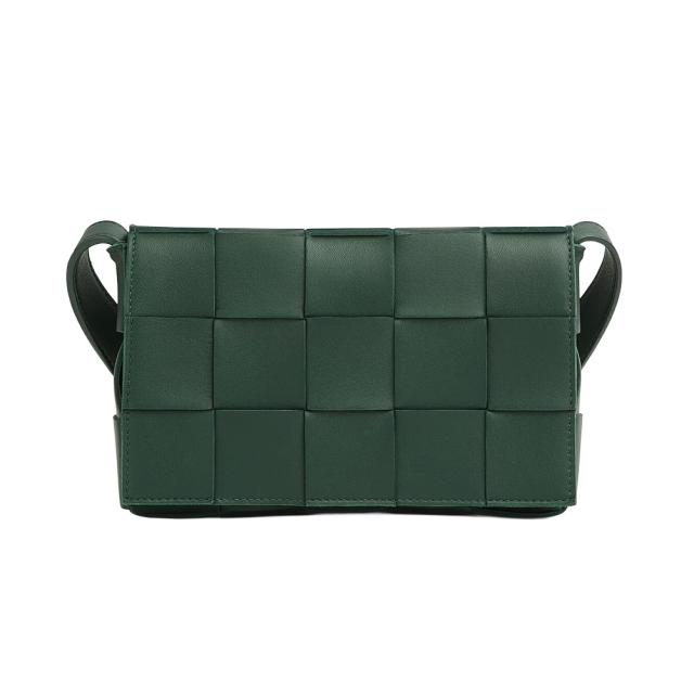 【クーポン5%OFF】ボッテガヴェネタ／BOTTEGA VENETA　カセット・イントレチャートレザー・クロスボディバッグ ・ショルダーバッグ(エメラルドグリーン) 578004 VMAY1 3049[返品OK]