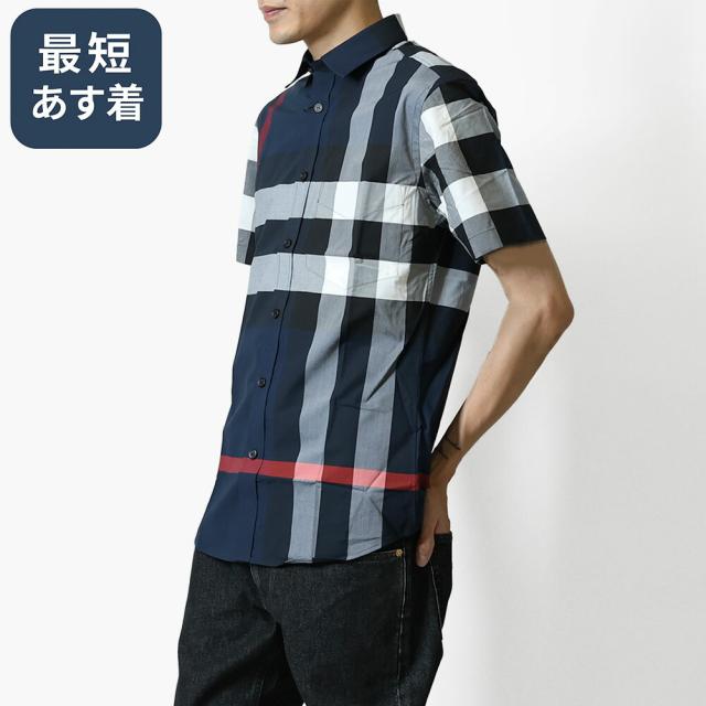 バーバリーブルーレーベル　ノバチェック　半袖カットソー　ポロシャツ　紺×白×赤 バーバリーブルーレーベル ノバチェック 半袖カットソー ポロシャツ 紺