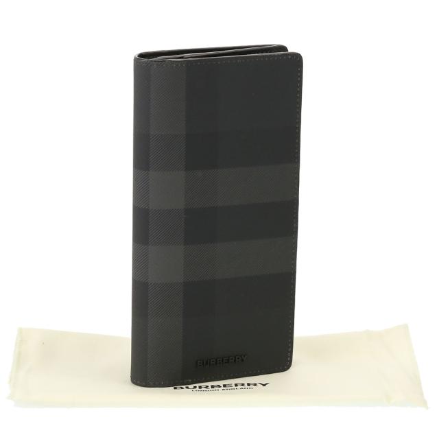 バーバリー／BURBERRY CAVENDISHチャコールチェック＆レザー コンチネンタルウォレット・小銭入れ付き二つ折り長財布(チャコール) 8070199／CHARCOAL[並行輸入/海外正規品/返品可]★クーポン5%OFF