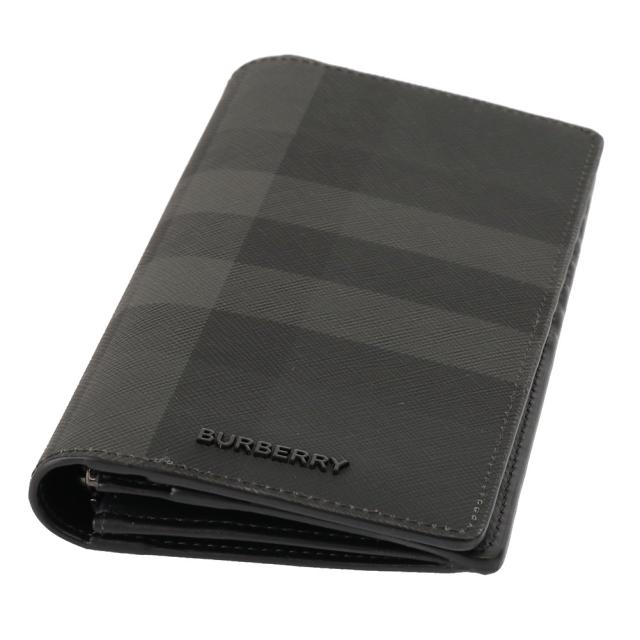 バーバリー／BURBERRY CAVENDISHチャコールチェック＆レザー コンチネンタルウォレット・小銭入れ付き二つ折り長財布(チャコール) 8070199／CHARCOAL[並行輸入/海外正規品/返品可]★クーポン5%OFF