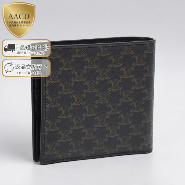 セリーヌ／CELINEBI-FOLD WALLETコインコンパートメント付きバイフォールドウォレット・トリオンフ・キャンバス・2つ折り財布(ブラック) 10C87 2BQB 38NO／BLACK[返品OK]★クーポン5%OFF