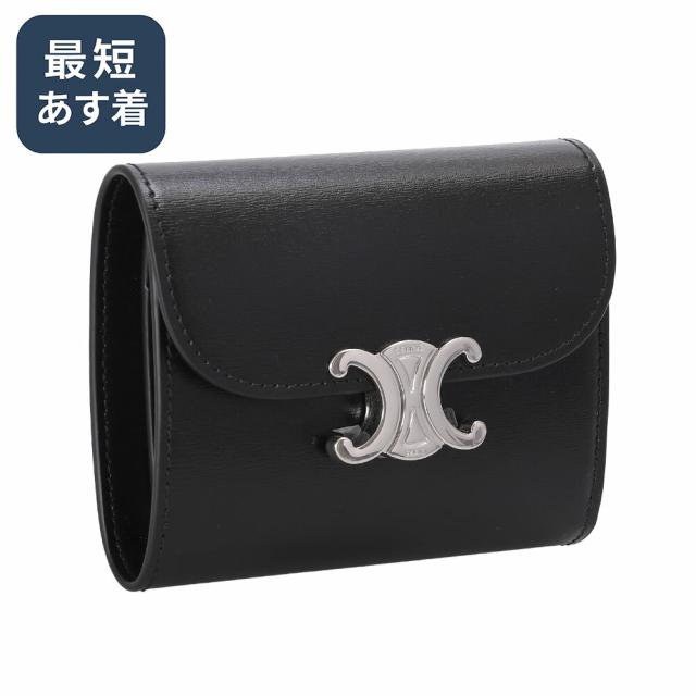 新品未使用CELINE 財布トリオンフ テキスタイル＆カーフスキン トリオンフ CELINE セリーヌ スモール フラップウォレット トリオンフ 10D782DB2