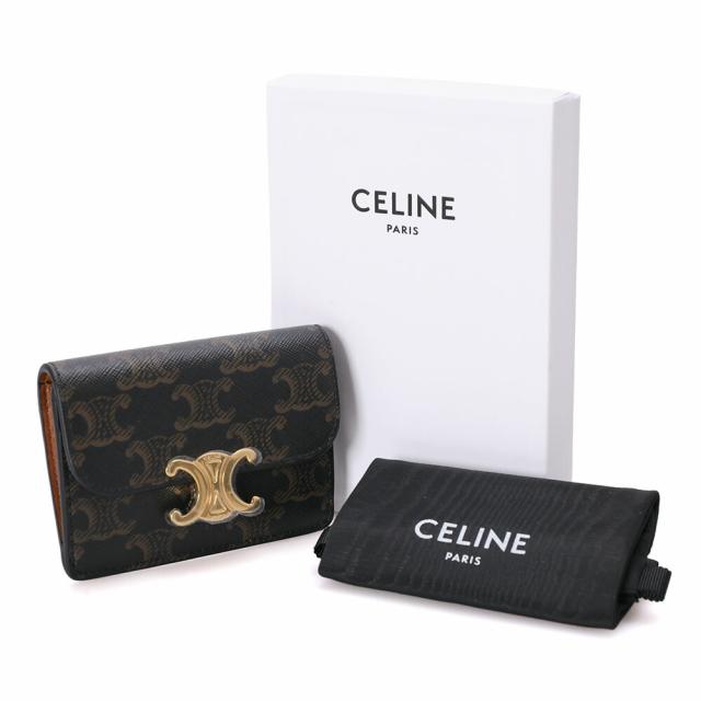 【クーポン5%OFF】セリーヌ／CELINE トリオンフフラップ付きカードホルダー カードケース・コンパクトウォレット(タン) 10I582CPJ 04LU／TAN[返品無料] クーポン5%OFF】セリーヌ／CELINE トリオンフフラップ付きカード