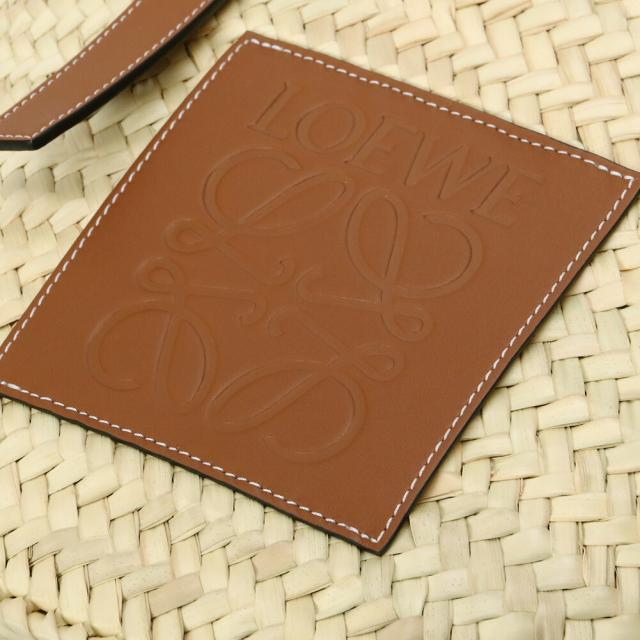 ロエベ／LOEWE"BASKET BAG・バスケットバッグ(ヤシの葉&カーフ)"トート＆ショルダーバッグ・かごバッグ(ナチュラル×タン・ブラウン) 327.02S92 2435／PALM LEAF*CALF／NATURAL*TAN[返品OK]