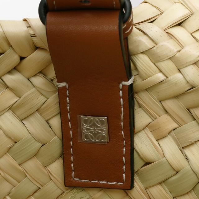 ロエベ／LOEWE"BASKET BAG・バスケットバッグ(ヤシの葉&カーフ)"トート＆ショルダーバッグ・かごバッグ(ナチュラル×タン・ブラウン) 327.02S92 2435／PALM LEAF*CALF／NATURAL*TAN[返品OK]