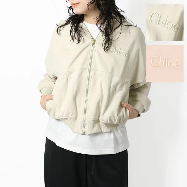 クロエ キッズ／CHLOE' KID'S ロゴ刺繍入りジップアップパーカー レディース・フーディー・フード付(ライトライム・ペタルピンク) C20840 72J・46J／LIGHT LIME・PETAL PINK[返品OK]