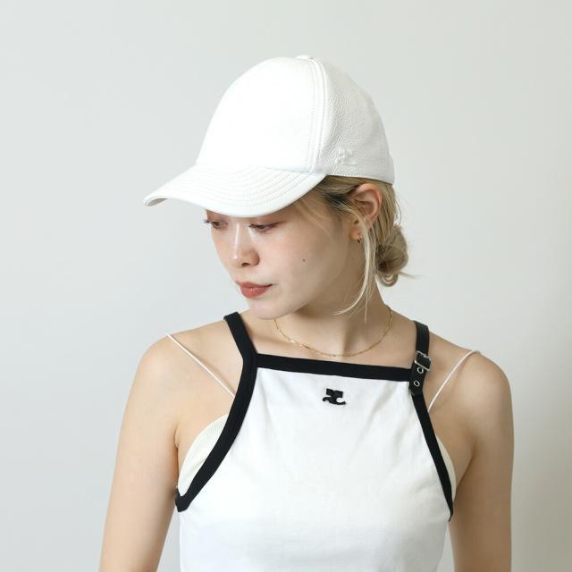 【12月SALE＆クーポン5%OFF】クレージュ／COURREGES REEDITION VINYL CAP・リエディションビニールキャップ レディース・ロゴ入り・ベースボールキャップ・帽子(ホワイト) PERACT002 VY0014 0001／WHITE[返品無料] 11月SALE&クーポン5%OFF】クレージュ／COURREGES REEDITION VINYL CAP