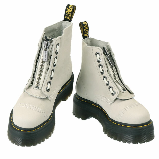 【クーポン5%OFF】ドクターマーチン／Dr.Martens QUAD RETRO SINCLAIR・クアッドレトロ シンクレア ジャングル ブーツヌバックレザー・レディース センタージップ 厚底＆レースアップショートブーツ(スモークミント・ホワイト) 31455763／BEX[返品無料]