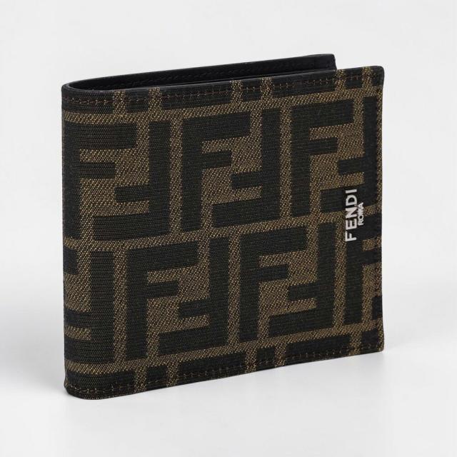 フェンディ／FENDI FFジャカード 財布 FFロゴ・二つ折り財布・コンパクトウォレット ・紙幣入れ(ブラウン) 7M0169 ALWK F0L3T／BROWN[返品OK]_1