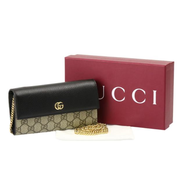 【クーポン5%OFF】グッチ／GUCCI GGマーモントチェーンウォレットストラップ付き2つ折り長財布(ブラック×ベージュエボニー) 546585 17WAG 1283／BLACK*BEIGE EBONY[返品無料] グッチ／GUCCI GGマーモントチェーンウォレットストラップ付き2つ折り
