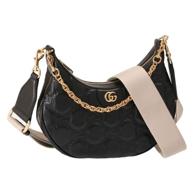 【クーポン5%OFF】グッチ／GUCCI GG マトラッセ スモールショルダーバッグ ・斜めがけチェーンショルダー・ミニバッグ(ブラック)739709 UM8HG 1046／BLACK NATURAL[返品無料]