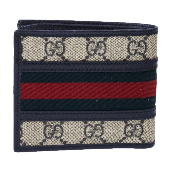 グッチ／GUCCI オフィディア GG スプリーム ウォレットGGキャンバス×レザー2つ折り財布(ベージュ×ブルー) 597606 96IWT 4076／BEIGE*BLUE[返品OK]★クーポン5%OFF