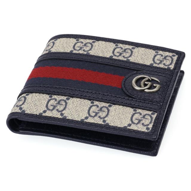 グッチ／GUCCI オフィディア GG スプリーム ウォレットGGキャンバス×レザー2つ折り財布(ベージュ×ブルー) 597606 96IWT 4076／BEIGE*BLUE[返品OK]★クーポン5%OFF