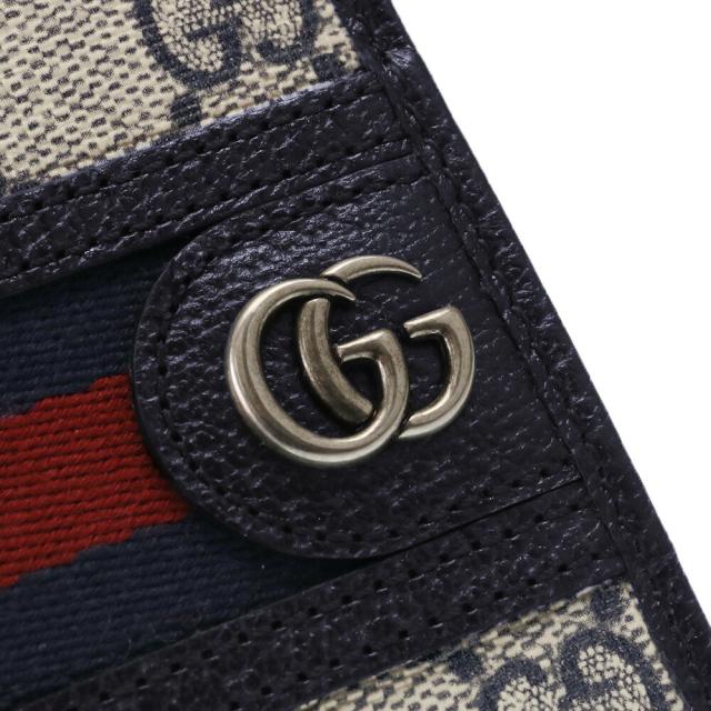 グッチ／GUCCI オフィディア GG スプリーム ウォレットGGキャンバス×レザー2つ折り財布(ベージュ×ブルー) 597606 96IWT 4076／BEIGE*BLUE[返品OK]★クーポン5%OFF