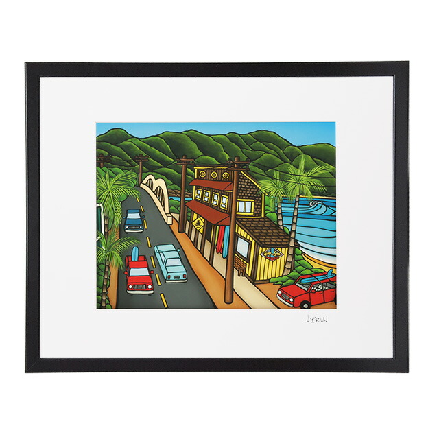 HEATHER BROWN ART PRINT 絵画 Waikiki Surf Girl - Matted Paper Print - Heather Brown Art