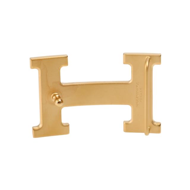 【タイムセール&クーポン5%OFF】エルメス／HERMES ベルトバックル 《H》 & レザーベルト セット・32mm・マットゴールド金具・ボックスカーフ×トーゴ・リバーシブルベルト(ブラック×エタン・グレー) H073967CAAC／TOGO／NOIR*ETHANE／GOLD金具[返品無料]