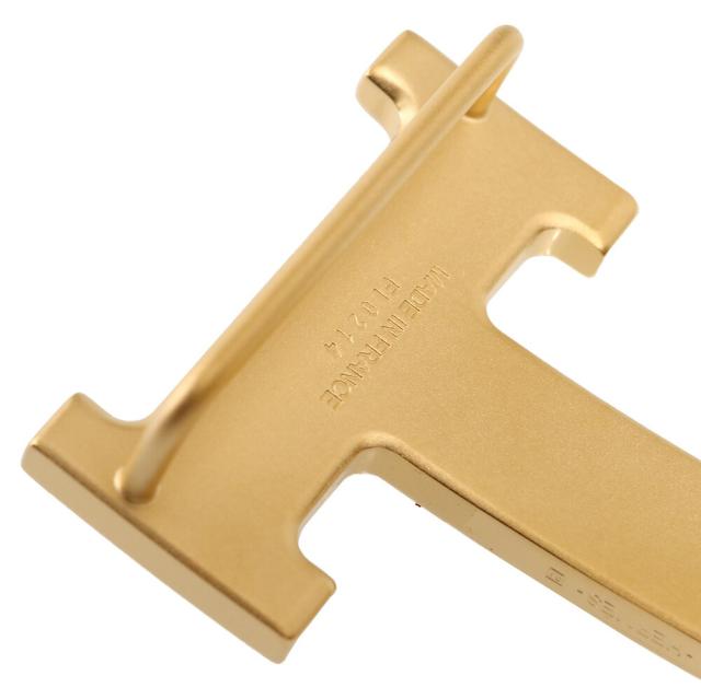 【タイムセール&クーポン5%OFF】エルメス／HERMES ベルトバックル 《H》 & レザーベルト セット・32mm・マットゴールド金具・ボックスカーフ×トーゴ・リバーシブルベルト(ブラック×エタン・グレー) H073967CAAC／TOGO／NOIR*ETHANE／GOLD金具[返品無料]