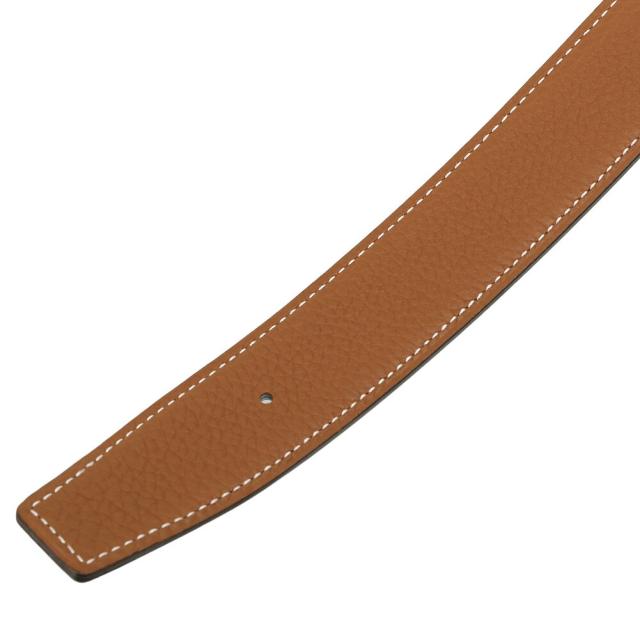 【タイムセール&クーポン5%OFF】エルメス／HERMES ベルトバックル 《H》 & レザーベルト セット・32mm・マットシルバー金具 ボックスカーフ×トーゴ リバーシブルベルト(ブラック×ゴールド) H073967CAAA／TOGO／NOIR*GOLD／SILVER金具[返品無料]