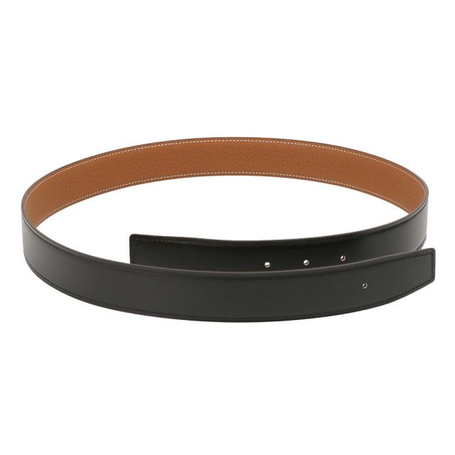 【タイムセール&クーポン5%OFF】エルメス／HERMES ベルトバックル 《H》 & レザーベルト セット・32mm・マットシルバー金具 ボックスカーフ×トーゴ リバーシブルベルト(ブラック×ゴールド) H073967CAAA／TOGO／NOIR*GOLD／SILVER金具[返品無料]