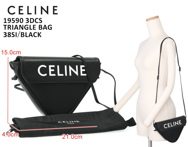 セリーヌ CELINE CELINEプリント トライアングルバッグ スムースカーフスキン ミディアム メッセンジャー ショルダー クロスボディ 19590 3DCS 38SI[並行輸入/海外正規品/返品可]★_1