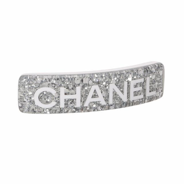 【タイムセール&クーポン5%OFF】シャネル／CHANEL　バレッタ・ヘアクリップ・ロゴ・ヘアアクセサリー　シルバーラメ(クリア×ホワイト) ABF135 B19302 NADHN[返品OK]