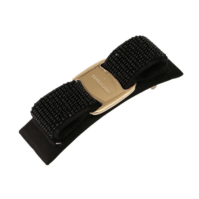 【タイムセール&クーポン5%OFF】フェラガモ／FERRAGAMO VARA・ヴァラ リボンモチーフバレッタ・髪留め・ヘアアクセサリー(ブラック×ゴールド) 340418 771498／BLACK*GOLD[返品無料]