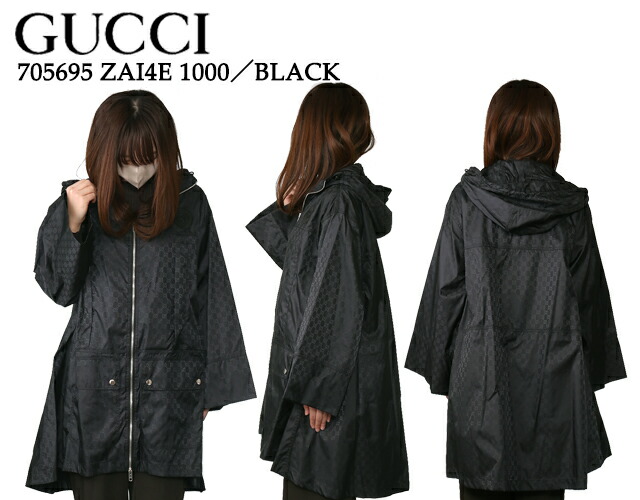 グッチ GUCCI GGナイロン ジャカード コート フード付きロングブルゾン ブラック 705695 ZAI4E 1000 [並行輸入/海外正規品/返品可/サイズ交換可]★クーポン5%OFF_1