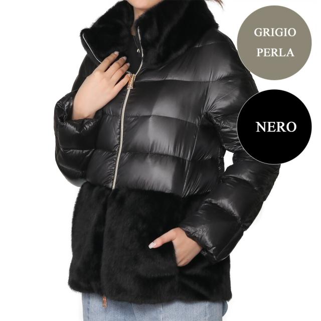 ファー付き黒ダウンジャケット ミドル丈 ポイント5倍】ヘルノ／HERNO
