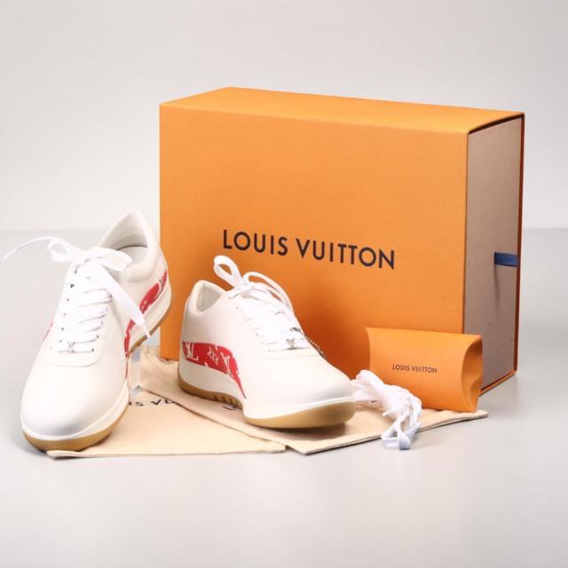 ルイ・ヴィトン×シュプリーム／LOUIS VUITTON × SUPREME ランウェイスニーカー メンズ レザー×モノグラム ローカットスニーカー(ホワイト) 1A3EQ5／サイズ 43.5(JP27.0)／[中古／Sランク]★クーポン5%OFF［返品不可]★クーポン5%OFF