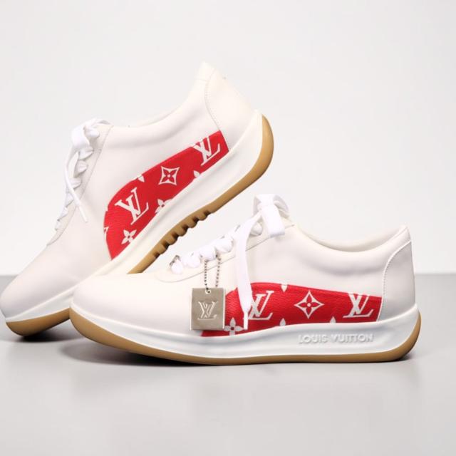 ルイ・ヴィトン×シュプリーム／LOUIS VUITTON × SUPREME ランウェイスニーカー メンズ レザー×モノグラム ローカットスニーカー(ホワイト) 1A3EQ5／サイズ 43.5(JP27.0)／[中古／Sランク]★クーポン5%OFF［返品不可]★クーポン5%OFF