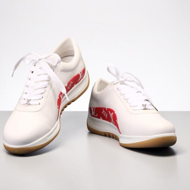 ルイ・ヴィトン×シュプリーム／LOUIS VUITTON × SUPREME ランウェイスニーカー メンズ レザー×モノグラム ローカットスニーカー(ホワイト) 1A3EQ5／サイズ 43.5(JP27.0)／[中古／Sランク]★クーポン5%OFF［返品不可]★クーポン5%OFF
