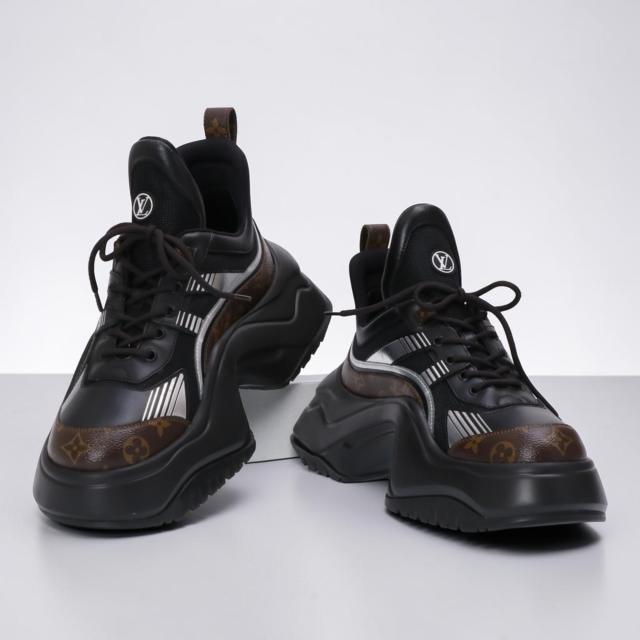 ルイ・ヴィトン／LOUIS VUITTON アーチライト 2.0 プラットフォーム スニーカーメンズ レザー×モノグラム・8.0cm 厚底シューズ ・スニーカー(ブラック) サイズ UK9(JP27.5)／1ABHZB／[中古／SAランク]★クーポン5%OFF［返品不可]★クーポン5%OFF
