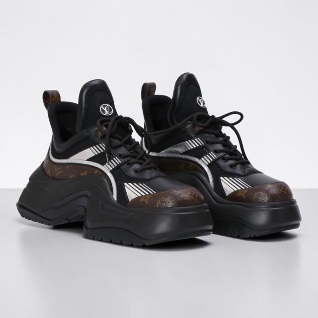 ルイ・ヴィトン／LOUIS VUITTON アーチライト 2.0 プラットフォーム スニーカーメンズ レザー×モノグラム・8.0cm 厚底シューズ ・スニーカー(ブラック) サイズ UK9(JP27.5)／1ABHZB／[中古／SAランク]★クーポン5%OFF［返品不可]★クーポン5%OFF