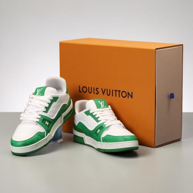ルイ・ヴィトン／LOUIS VUITTON トレーナーライン スニーカーメンズ レザースニーカー(ホワイト×グリーン) サイズ UK6.5 (JP25.5)／1AANG0／[中古／Aランク]［返品不可]_7