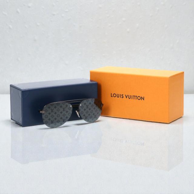 ルイ・ヴィトン／LOUIS VUITTON クロックワイズ・ダークガンモノグラム サングラス パイロットシェイプ・メンズ・レディース (ブラック)　Z1019E [中古／Sランク]［返品不可]_10