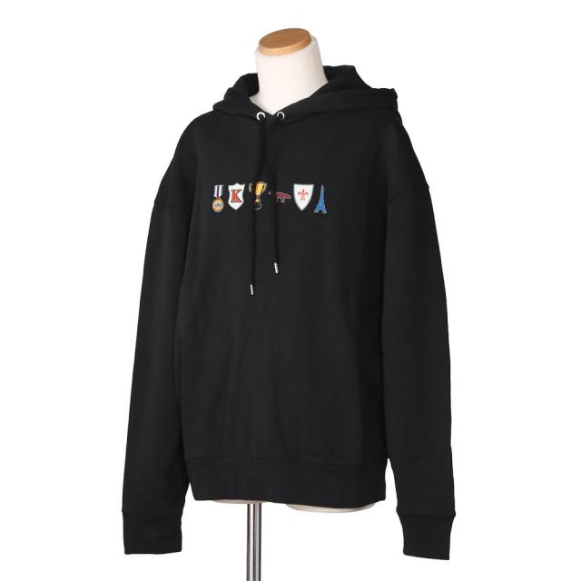 【タイムセール&クーポン5%OFF】メゾンキツネ／MAISON KITSUNE PRIZES OVERSIZE HOODIE  メンズ ・長袖裏毛パーカー・フーディ— (ブラック) LM00712KM0001 P199／BLACK[返品無料]