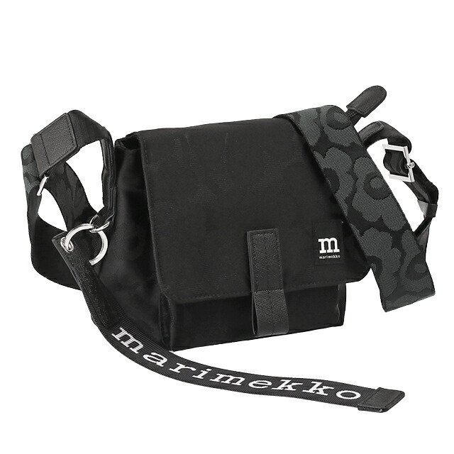 【タイムセール&クーポン5%OFF】マリメッコ／MARIMEKKO Mini Messenger Unikko・ミニメッセンジャーウニッコ北欧デザイン・ウニッコ柄 斜め掛けショルダーバッグ(ブラック) 92803 999／BLACK[返品無料]