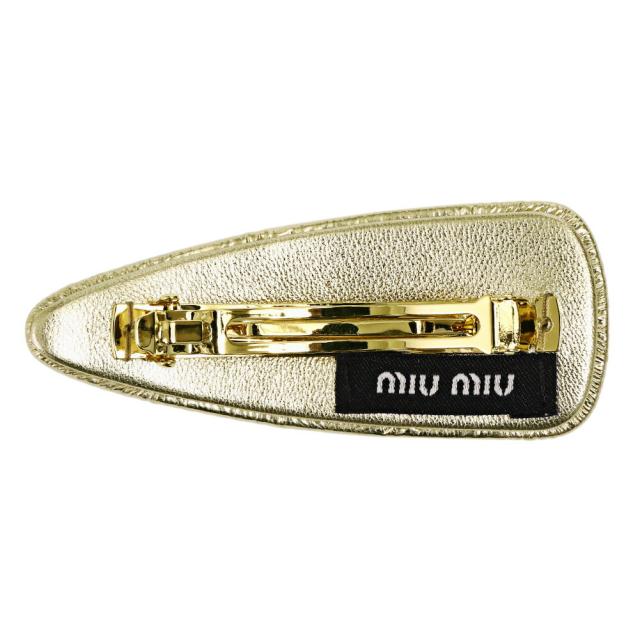 MIUMIU ナッパレザーヘアクリップ　イエロー MIUMIU ナッパレザーヘアクリップ イエロー MIU MIU(ミュウ