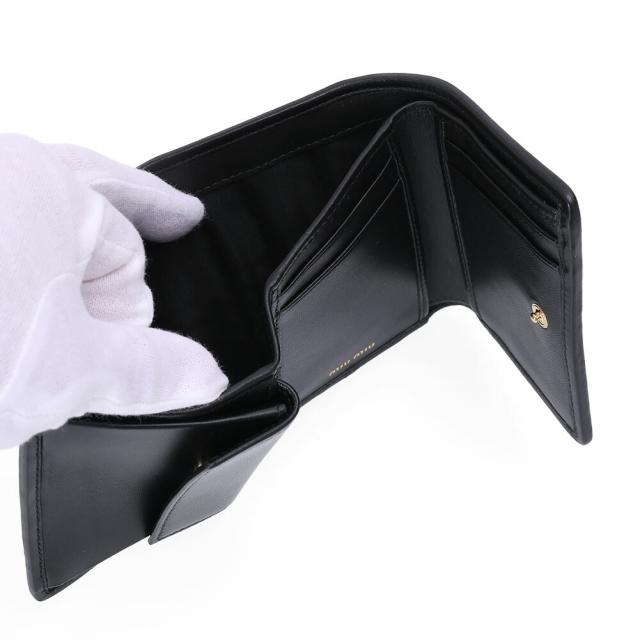 ミュウミュウ MIU MIU マテラッセ 三つ折り財布 コンパクトウォレット ミニ財布 レザー ブラック 5MH033 [並行輸入/海外正規品/返品可]★クーポン5%OFF_10