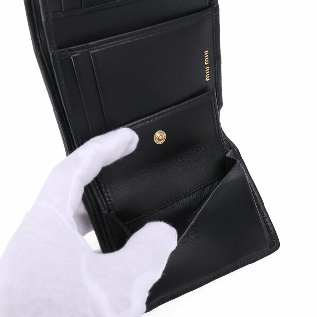 ミュウミュウ MIU MIU マテラッセ 三つ折り財布 コンパクトウォレット ミニ財布 レザー ブラック 5MH033 [並行輸入/海外正規品/返品可]★クーポン5%OFF_11