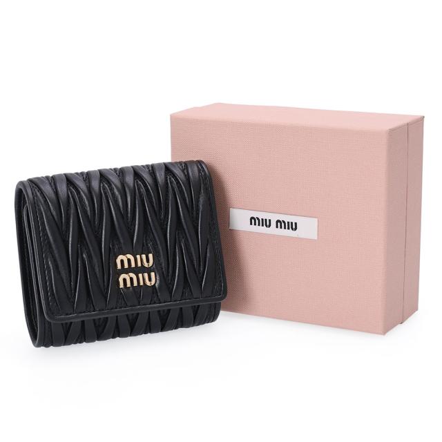 ミュウミュウ MIU MIU マテラッセ 三つ折り財布 コンパクトウォレット ミニ財布 レザー ブラック 5MH033 [並行輸入/海外正規品/返品可]★クーポン5%OFF_12