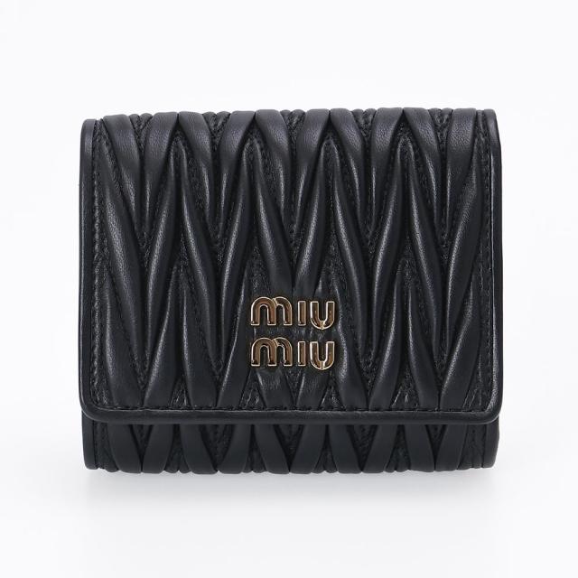 ミュウミュウ MIU MIU マテラッセ 三つ折り財布 コンパクトウォレット ミニ財布 レザー ブラック 5MH033 [並行輸入/海外正規品/返品可]★クーポン5%OFF_2