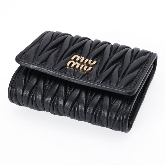 ミュウミュウ MIU MIU マテラッセ 三つ折り財布 コンパクトウォレット ミニ財布 レザー ブラック 5MH033 [並行輸入/海外正規品/返品可]★クーポン5%OFF_4