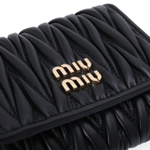 ミュウミュウ MIU MIU マテラッセ 三つ折り財布 コンパクトウォレット ミニ財布 レザー ブラック 5MH033 [並行輸入/海外正規品/返品可]★クーポン5%OFF_5