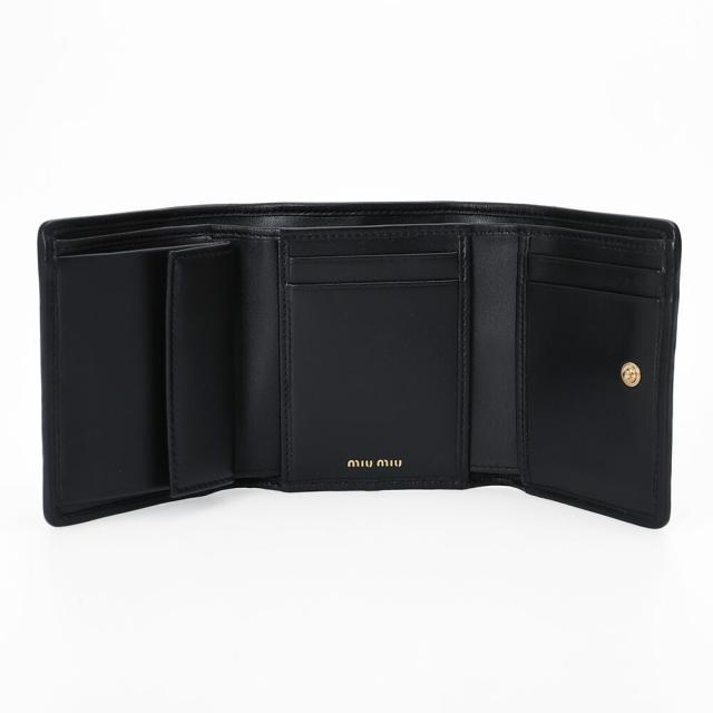 ミュウミュウ MIU MIU マテラッセ 三つ折り財布 コンパクトウォレット ミニ財布 レザー ブラック 5MH033 [並行輸入/海外正規品/返品可]★クーポン5%OFF_7
