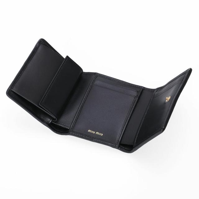ミュウミュウ MIU MIU マテラッセ 三つ折り財布 コンパクトウォレット ミニ財布 レザー ブラック 5MH033 [並行輸入/海外正規品/返品可]★クーポン5%OFF_8