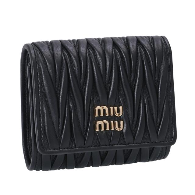 ミュウミュウ MIU MIU マテラッセ 三つ折り財布 コンパクトウォレット ミニ財布 レザー ブラック 5MH033 [並行輸入/海外正規品/返品可]★クーポン5%OFF_1