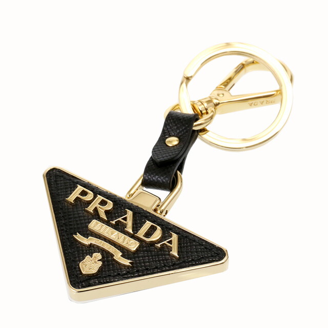 【クーポン5%OFF】プラダ／PRADA トライアングルロゴ・キーホルダー・キーリング(ブラック) 1PP128 SAFFIANO(053)NERO[返品OK]